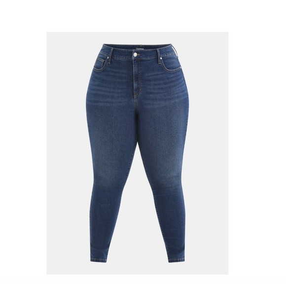 High Rise Skinny Jeans Dark Wash Stretch Denim Women Plus Size 24w petite - Picture 5 of 5